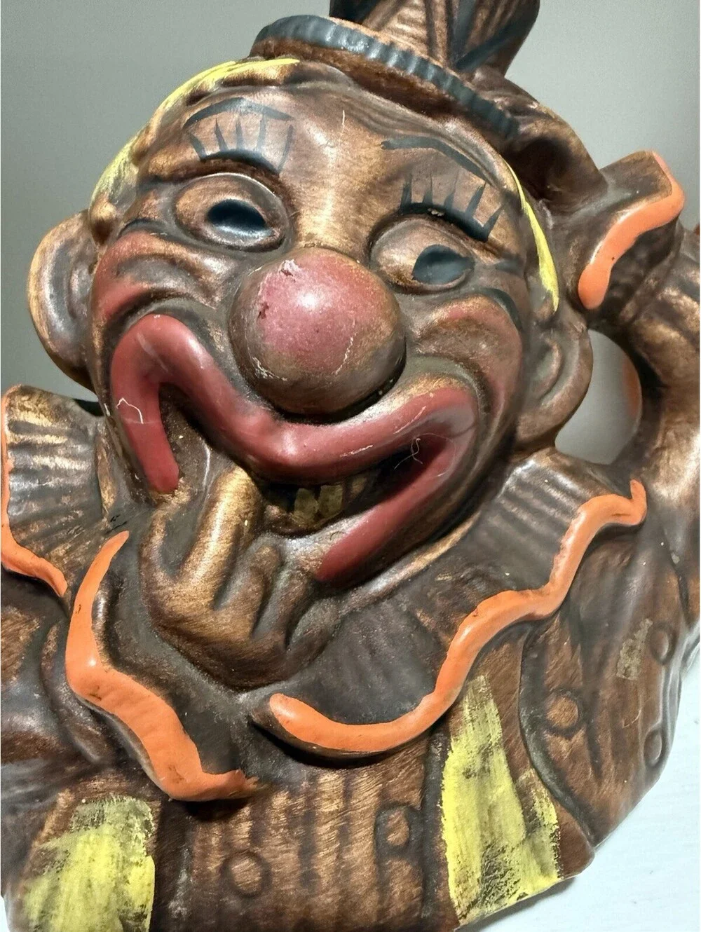 Vintage Happy Hobo #213 California Originals clown Scary ceramic cookie jar